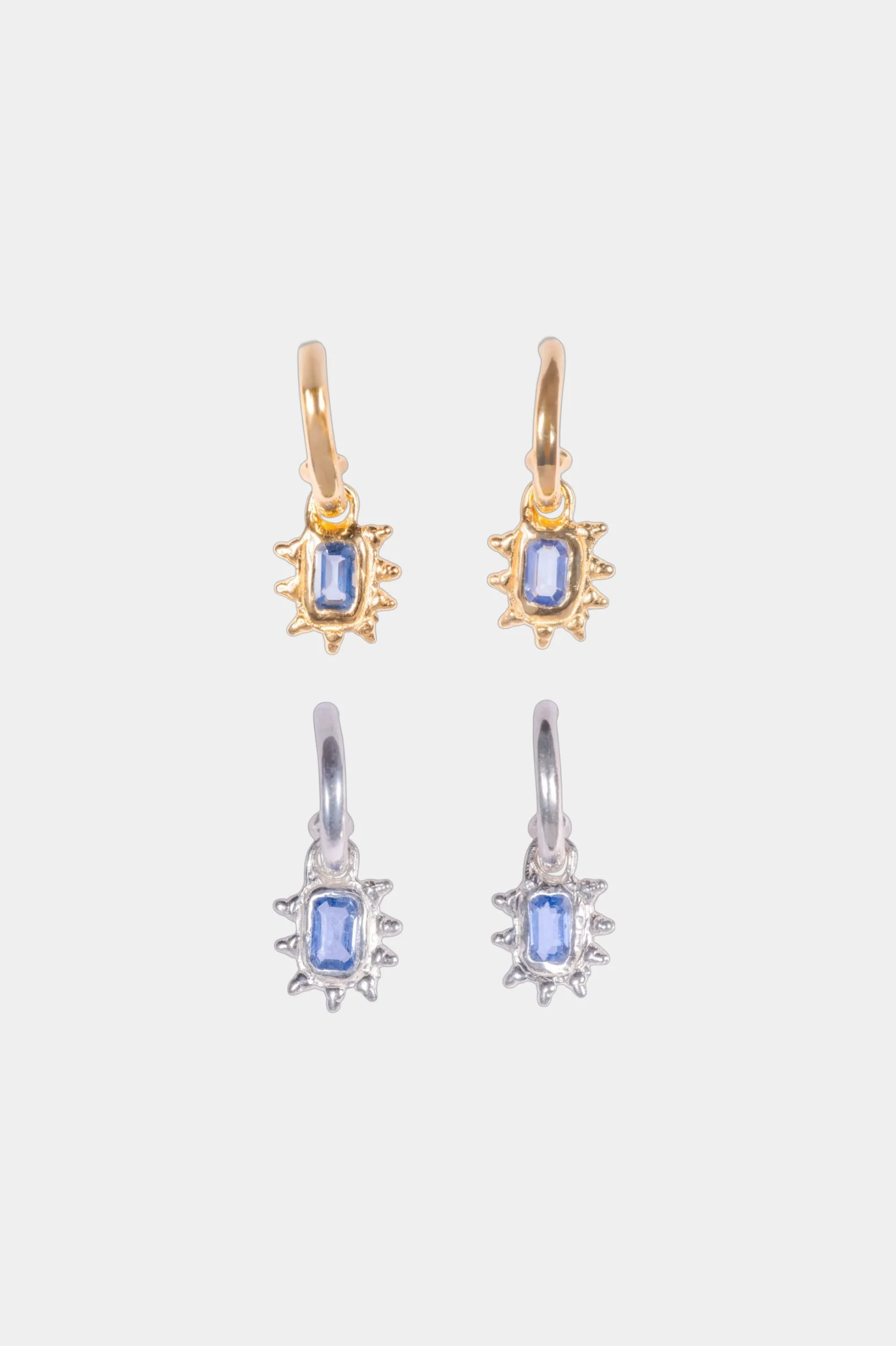 Blue Sapphire Hoop Studs - Image 2