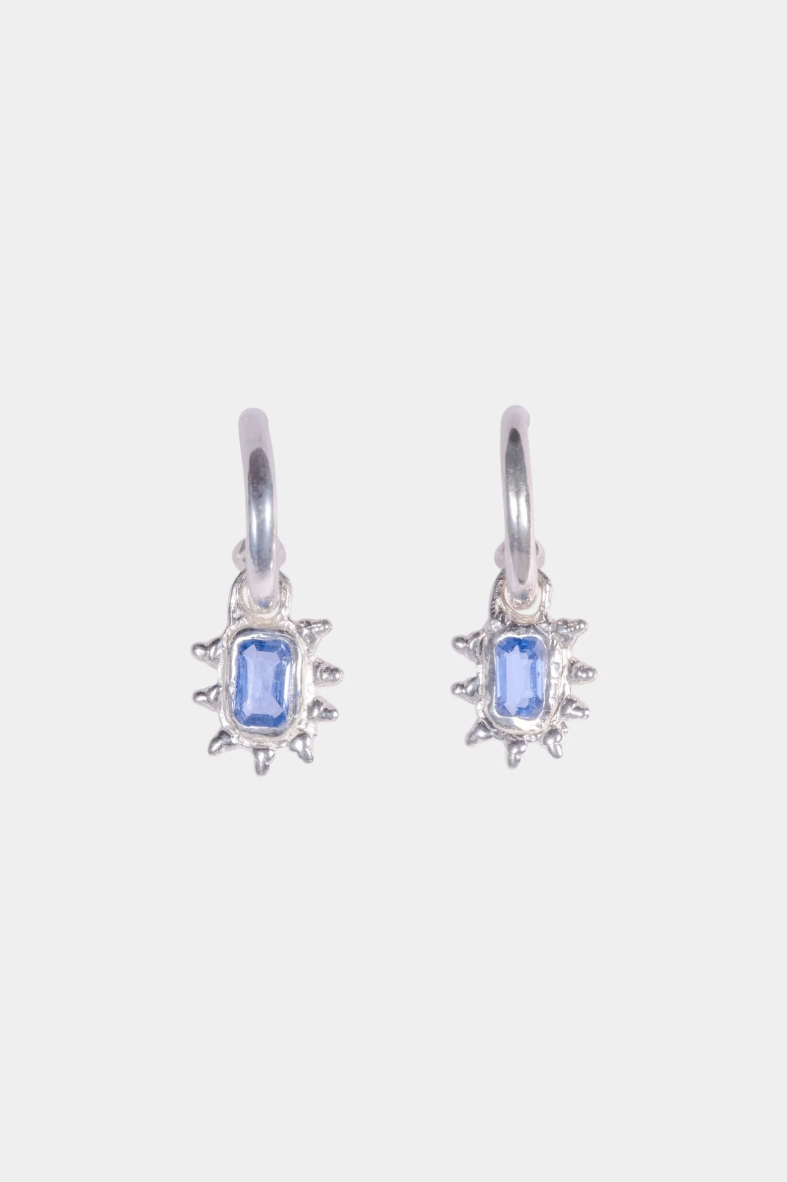 Blue Sapphire Hoop Studs - Image 3