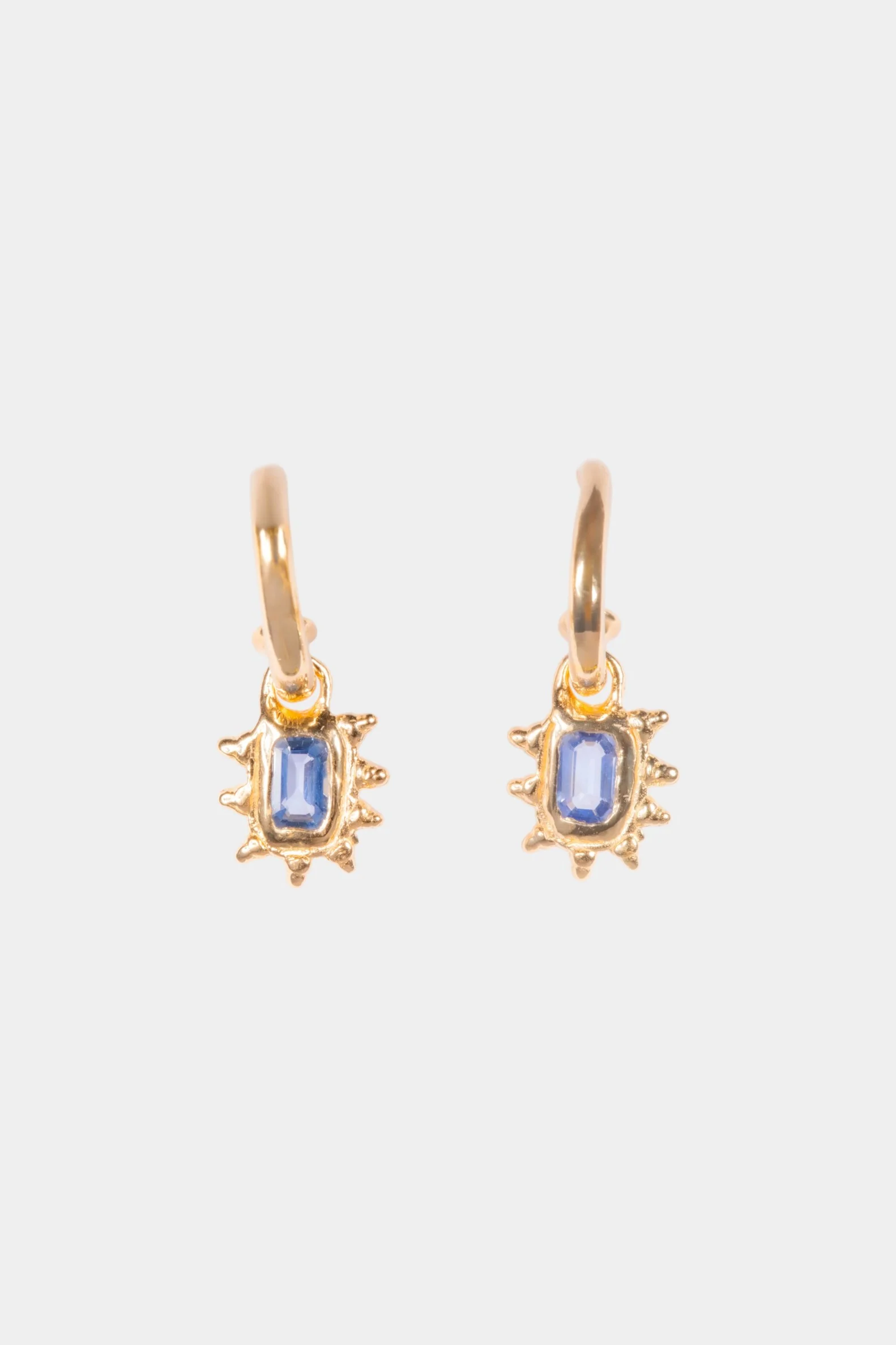 Blue Sapphire Hoop Studs - Image 5