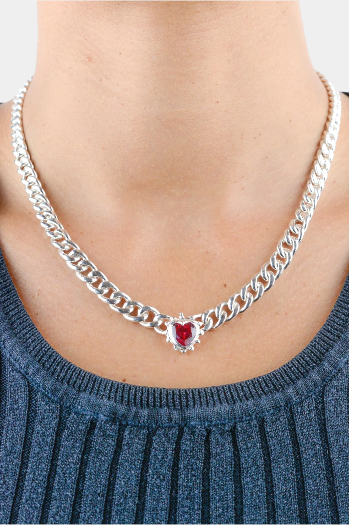 Chained Ruby Heart Necklace - Image 5
